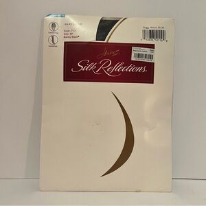 Vintage Hanes Silk Reflections Pantyhose Silky Sheer Barely Black CD Control Top